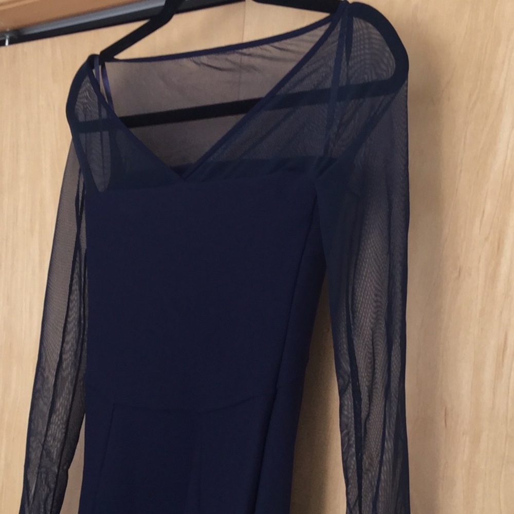 Chiara Boni Mesh Boat-Neck Long-Sleeve Gown - Picture 3 of 8